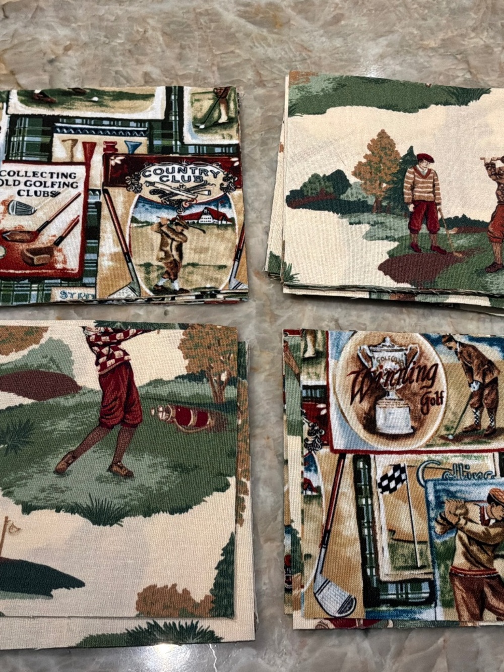 5" Inch Quilt Squares 66 Count Golf Print